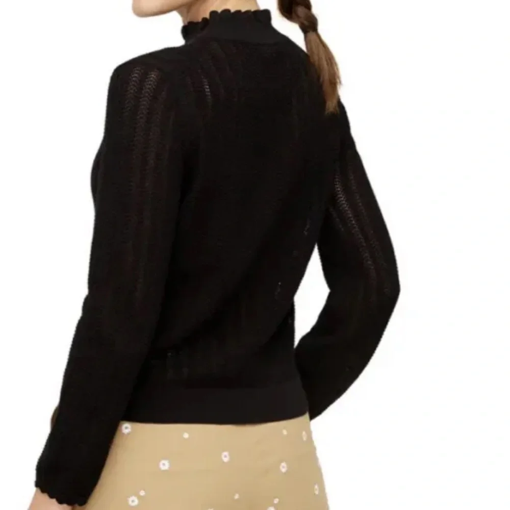 J.Crew Pointelle Ruffle Mock Neck Sweater